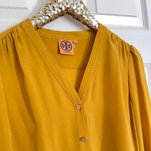 Tory Burch Silk Jayden Blouse in Goldenrod Size 2